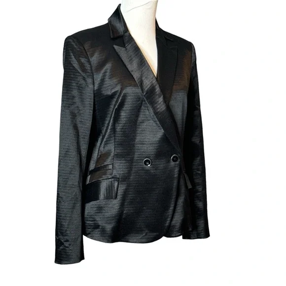 THEYSKENS THEORY JUX SATEEN CROPPED LONG SLEEVE BLACK BLAZER - Picture 5 of 15